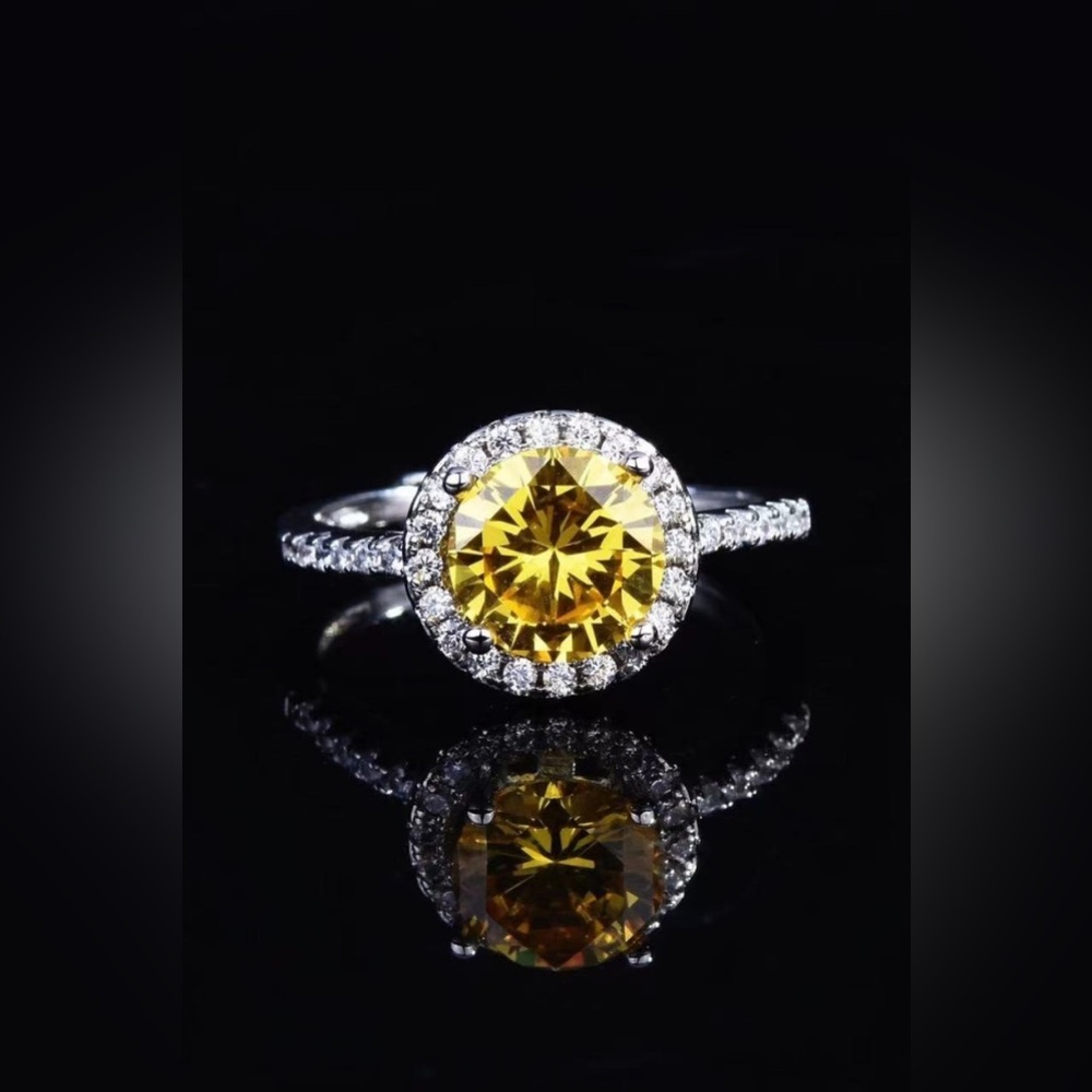 Elegant Yellow Gemstone Silver Ring